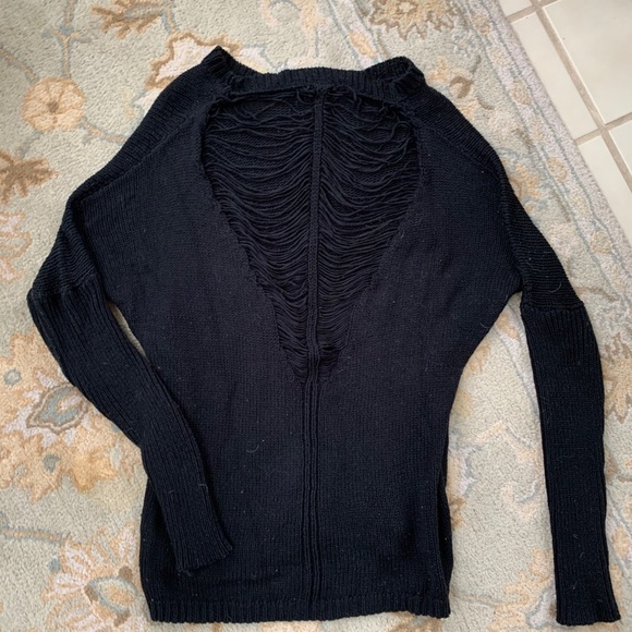 LF Black Oversized Long Detail Back Sweater - Picture 7 of 7